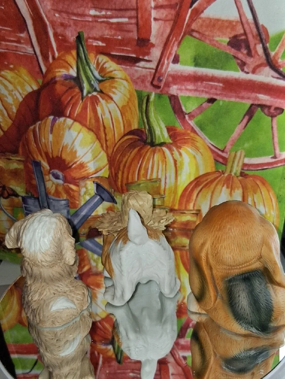 Homco Brown & White Ceramic Dog Figurine Set